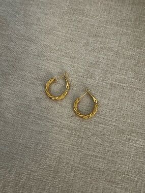 Gold Twisted Hoop Earrings - Elegant Women’s Jewelry